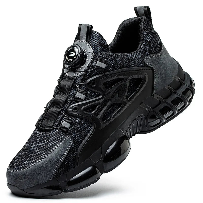 Chaussures de sécurité hommes légères, embout acier et semelle anti-perforation pour un confort de travail optimal.