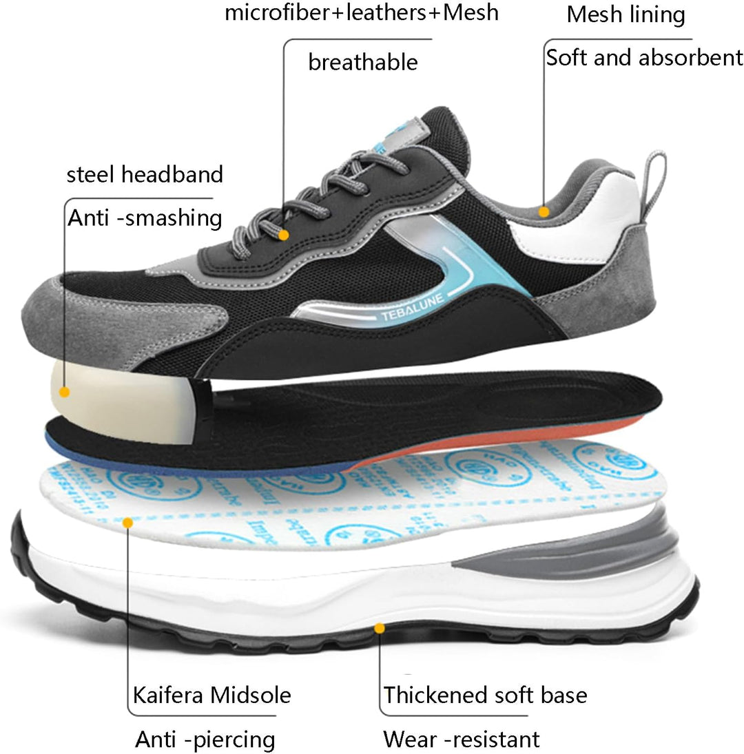 Chaussures de sécurité polyvalentes hommes/femmes, légères, embout composite, confortables pour tout travail.