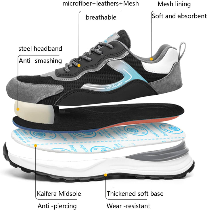 Chaussures de sécurité polyvalentes hommes/femmes, légères, embout composite, confortables pour tout travail.