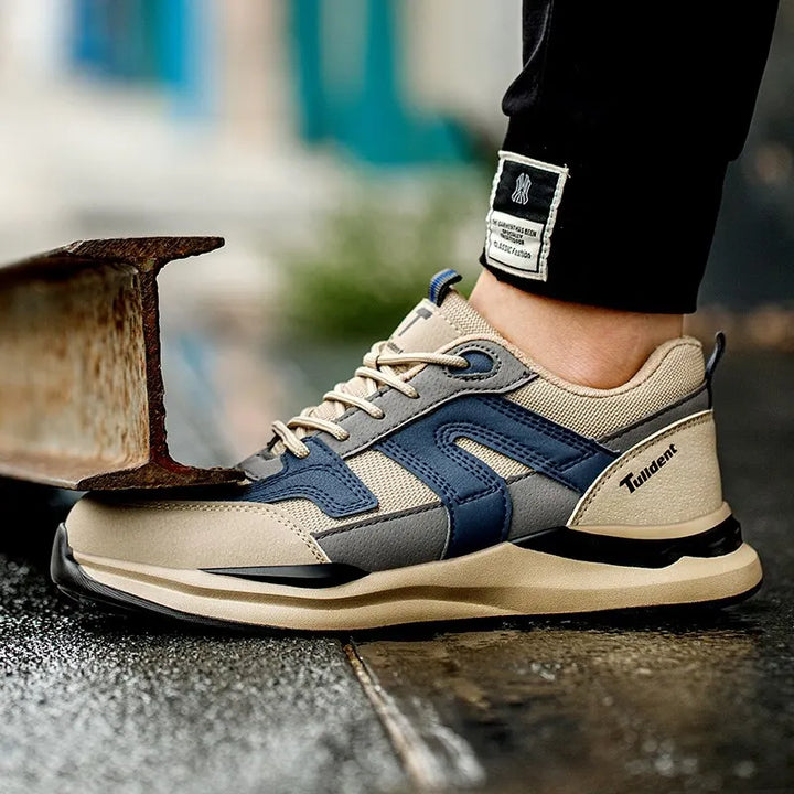 Chaussures de sécurité homme confortables, avec embout acier, anti-perforation pour travail.