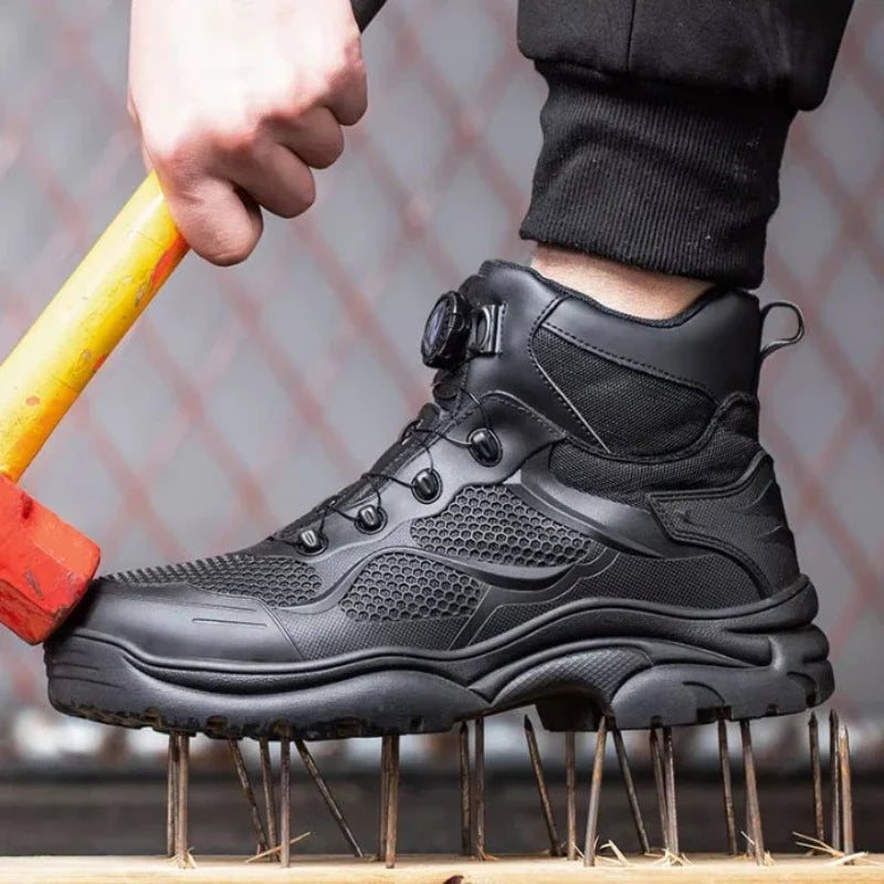 Baskets de sécurité confortables anti-perforation et antidérapantes, idéales pour le travail industriel et le bricolage.