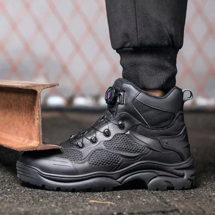 Chaussures de travail hautes unisexe avec protection embout acier, résistantes à la perforation, pour l'industrie.