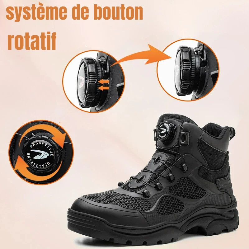 Chaussures de sécurité avec système d'ajustement rapide, semelle anti-perforation et antidérapante pour tous travaux.