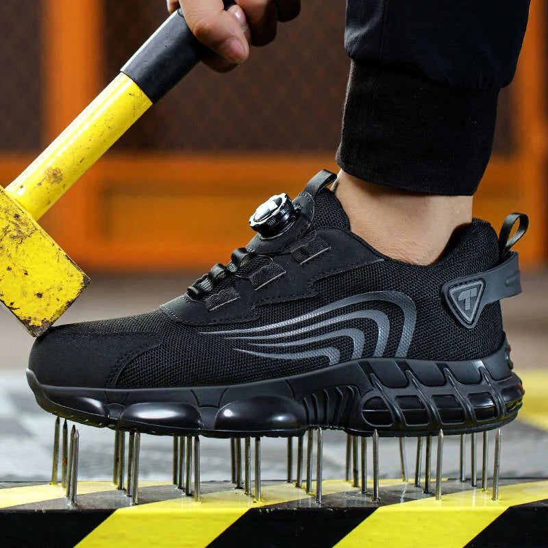 Bottes de sécurité de travail antidérapantes, avec bouton de laçage rotatif, idéales pour la protection.