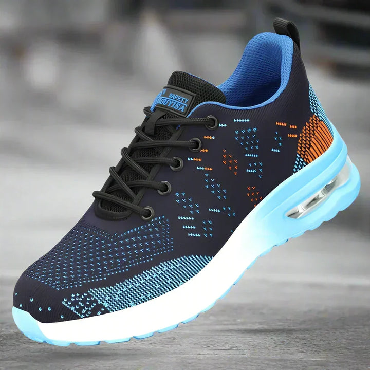 Chaussures de travail antidérapantes, ergonomiques, avec embout acier pour protection et confort durable.