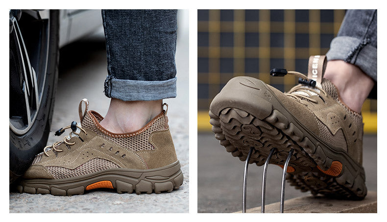 Bout en acier renforcé de chaussures de sécurité respirantes. Protection optimale pour hommes et femmes au travail.