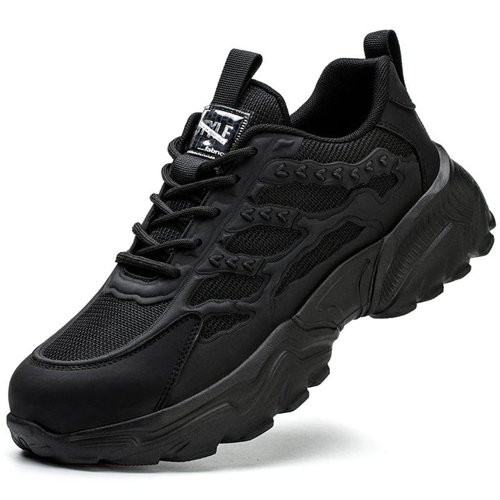 Chaussures de sécurité unisexes en acier, confortables et respirantes, idéales pour le travail et le chantier.
