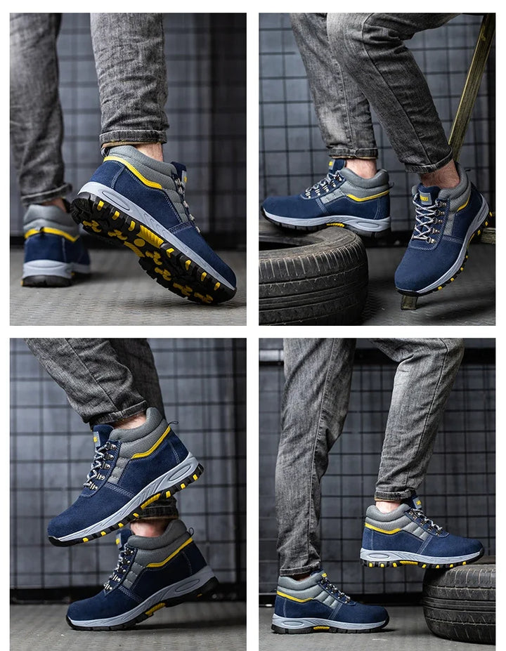 Chaussures de travail de sécurité unisexes, confortables et stylées, avec protection renforcée pour le pied.