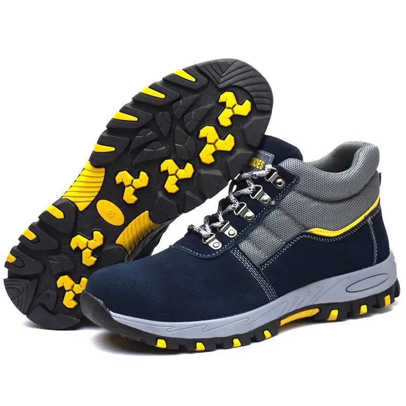Vue latérale des chaussures de sécurité unisexes, mettant en avant leur design robuste et leur semelle anti-choc.