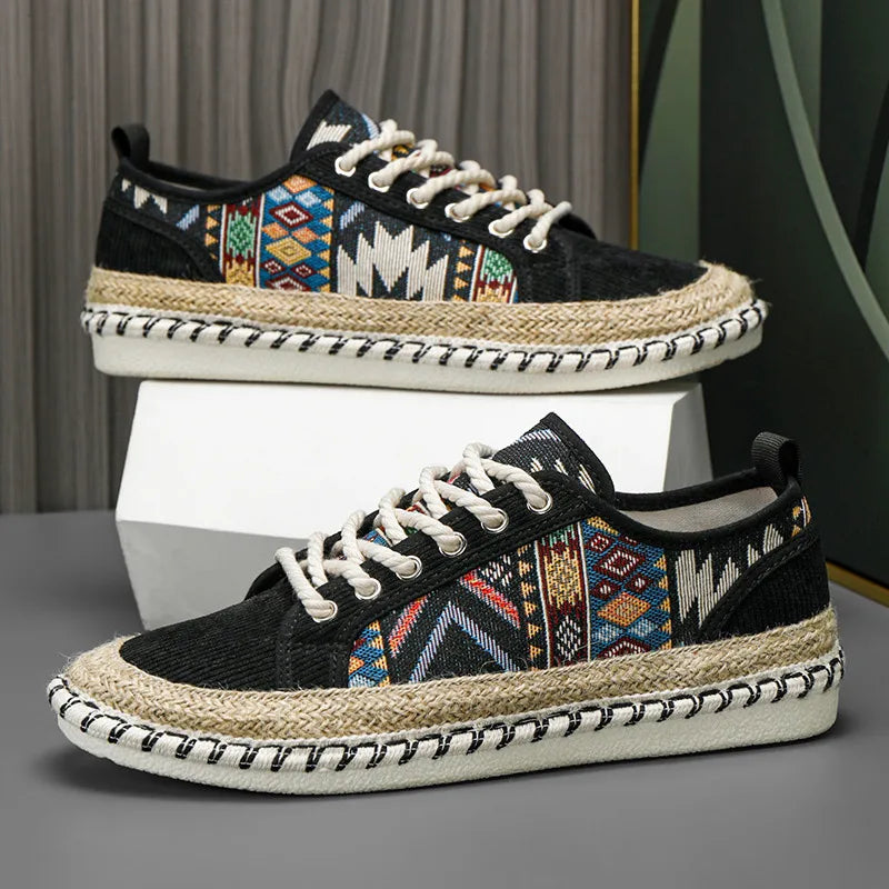 Chaussures hommes Jackson, style bohème audacieux, motif géométrique andin unique, confort supérieur.