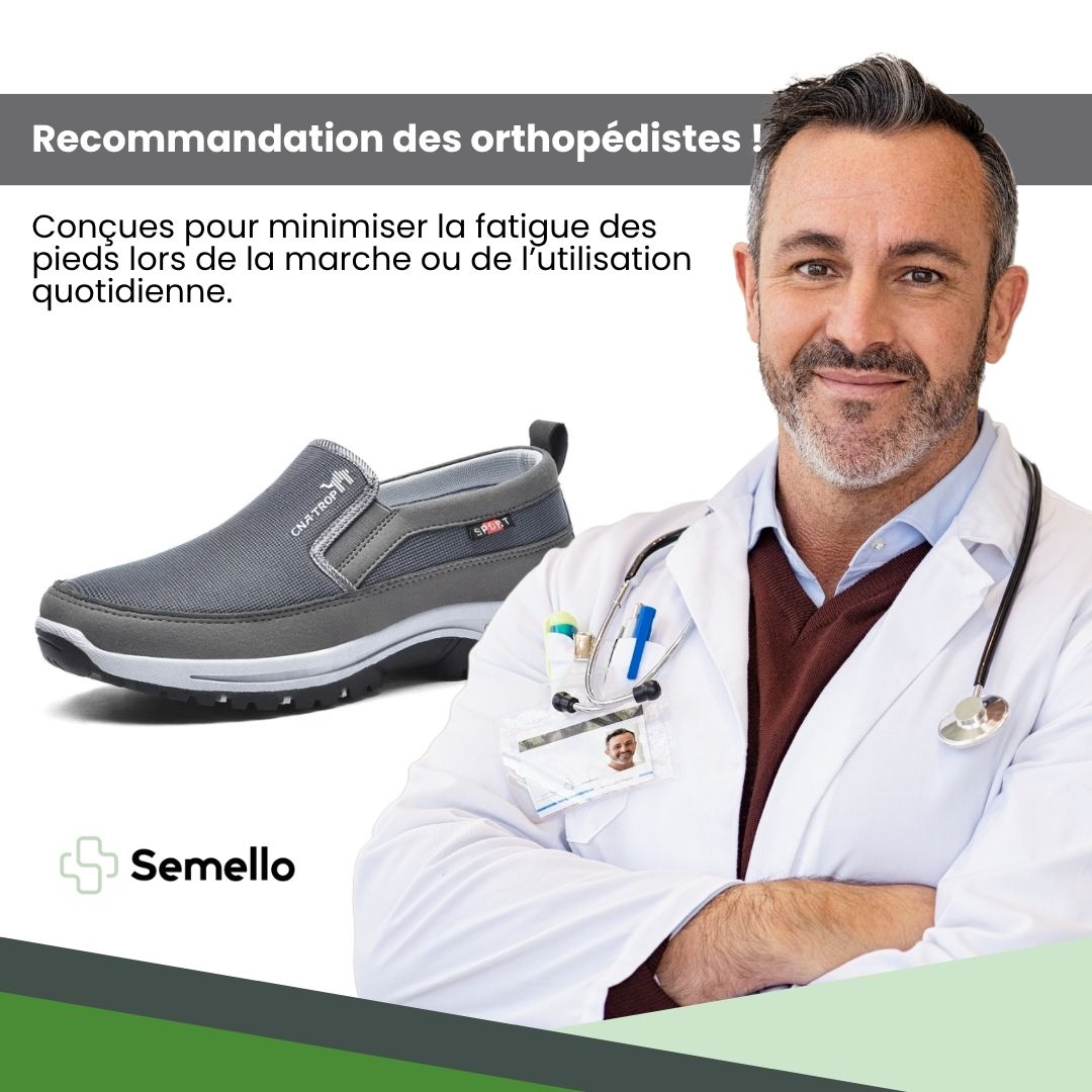 "Chaussures homme confort ortho, design moderne, semelle antidérapante, pour marche quotidienne, couleurs variées."