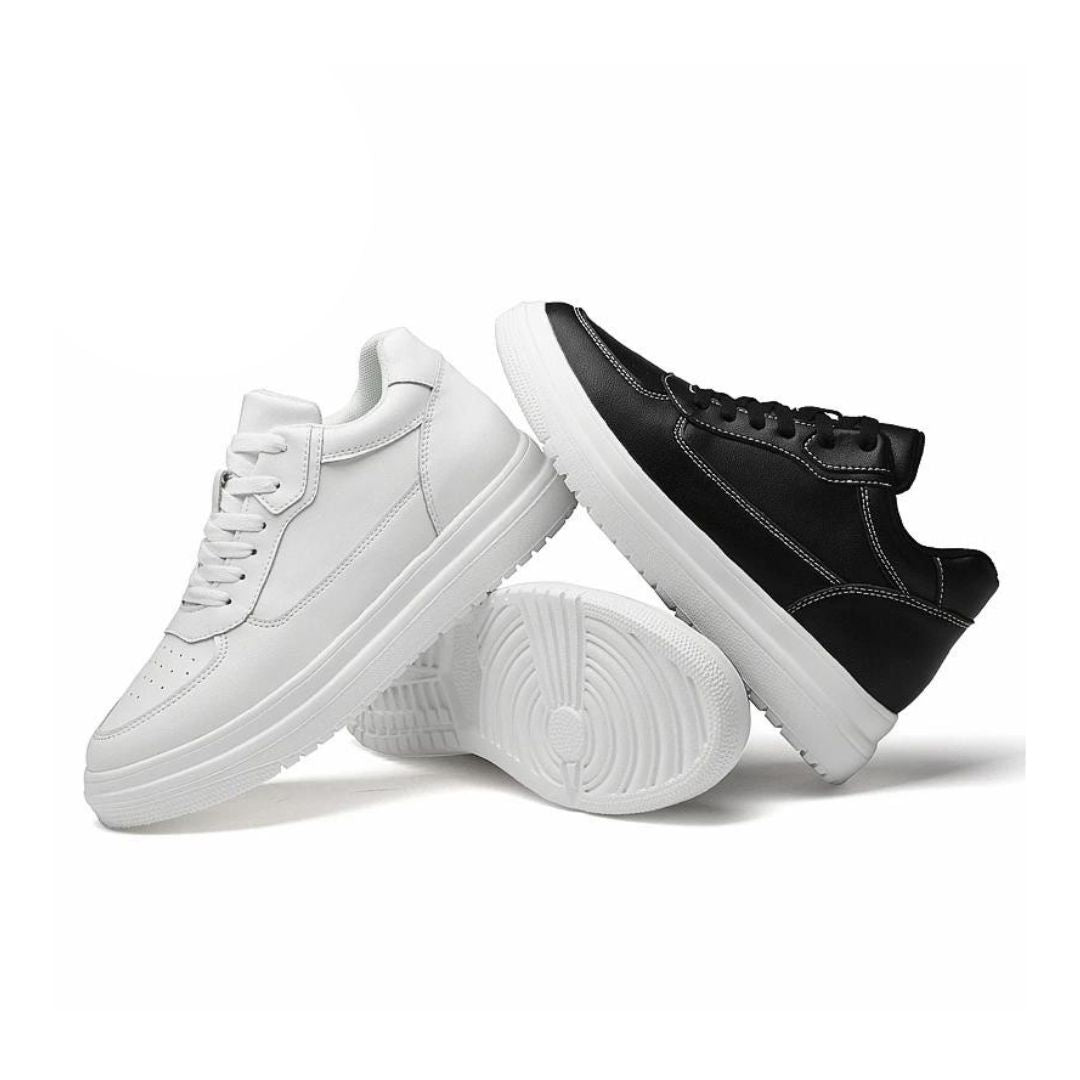 "Chaussures homme rehaussantes modernes, noir, design épuré, semelle antidérapante, confort optimal, rehausse discrète."