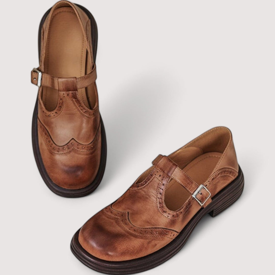 Confortables chaussures Mary Jane orthopédiques en cuir avec semelle amortie, idéales pour le quotidien.