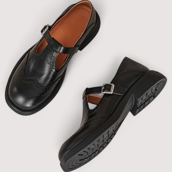 Chaussures femme orthopédiques Mary Jane en cuir, offrant un soutien optimal et un confort longue durée.