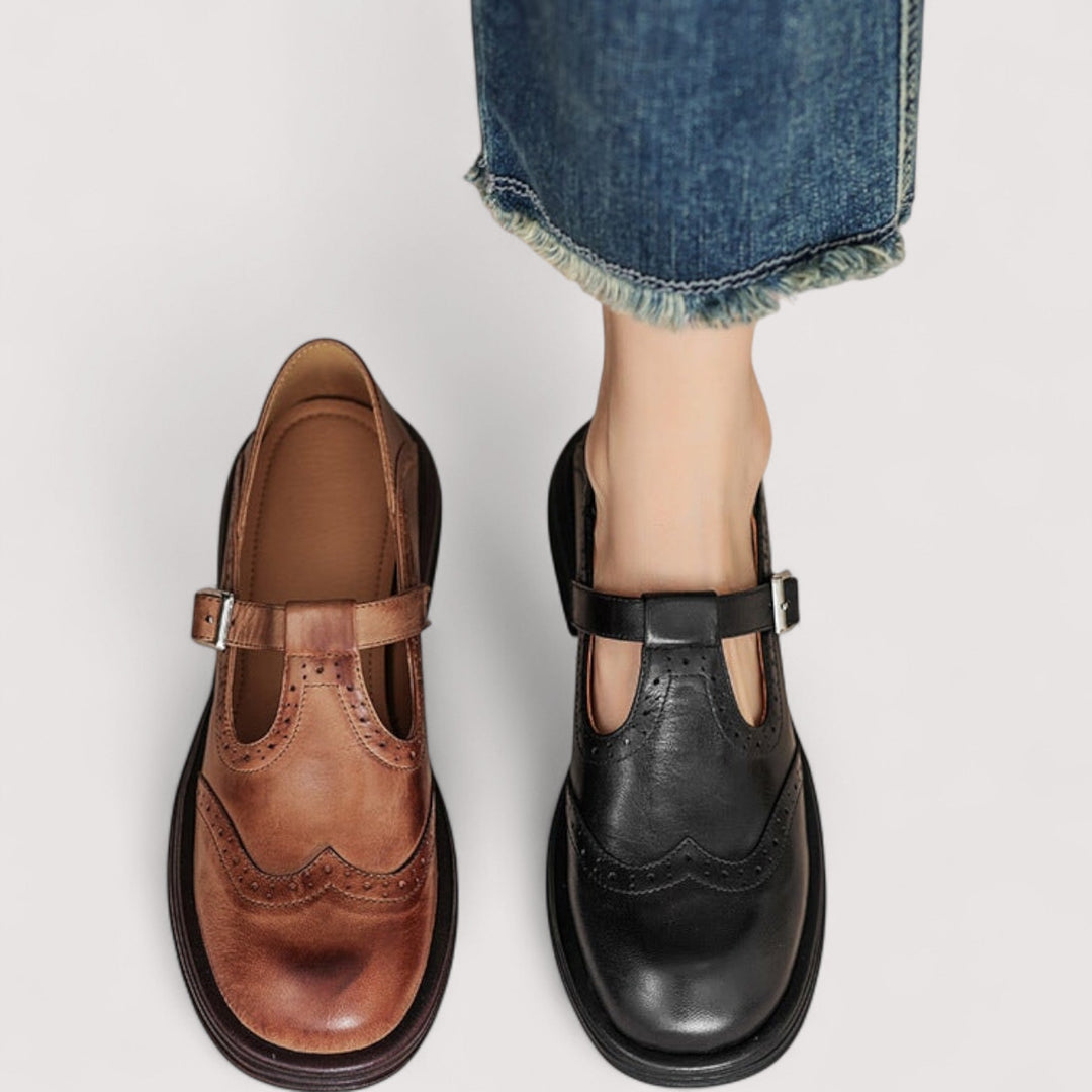 Chaussures Mary Jane femme en cuir, élégantes et confortables avec bride cheville et design intemporel.