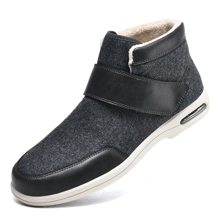 Chaussures orthopédiques chaudes unisexes avec velcro, idéales pour pieds sensibles, diabétiques et seniors. Confort hivernal.
