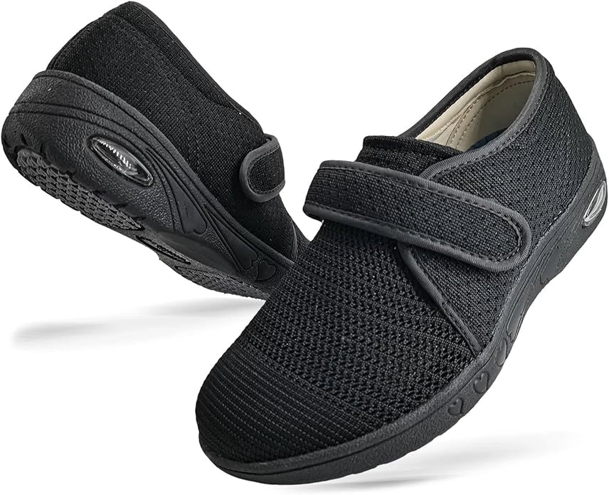 Chaussures orthopédiques larges et respirantes unisexe pour un confort optimal et soulagement des pieds douloureux.