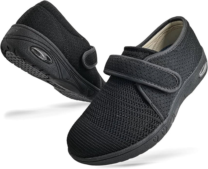 Chaussures orthopédiques larges et respirantes unisexe pour un confort optimal et soulagement des pieds douloureux.