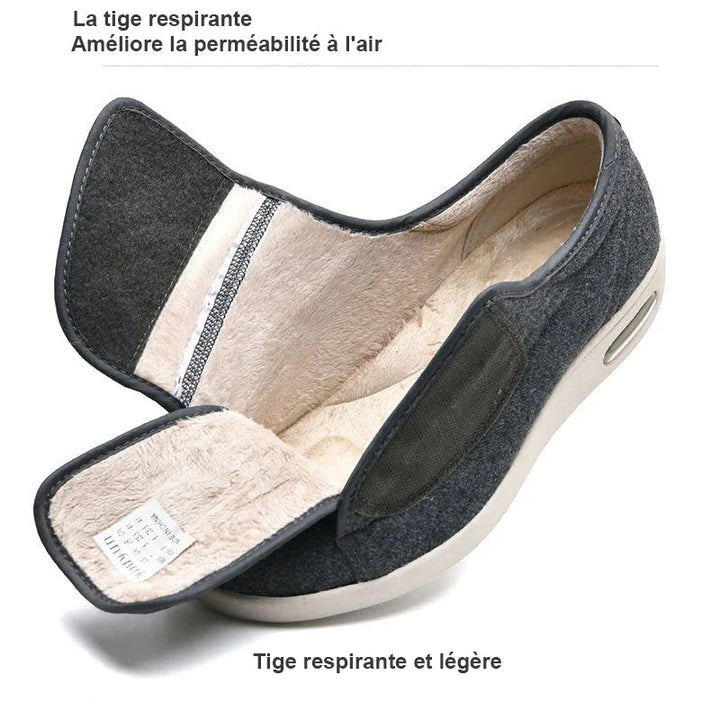 Chaussures femme orthopédiques réglables, chaudes et larges, semelle antidérapante pour pieds sensibles.
