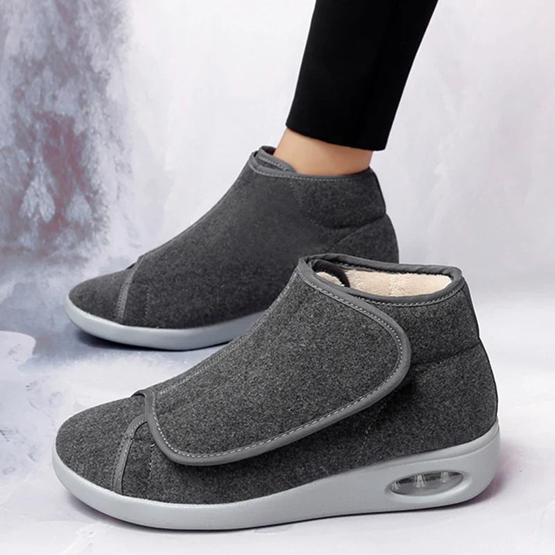 Chaussures d'hiver femme en velours, chaudes et confortables, parfaites pour les pieds sensibles.