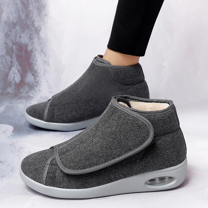 Chaussures d'hiver femme en velours, chaudes et confortables, parfaites pour les pieds sensibles.