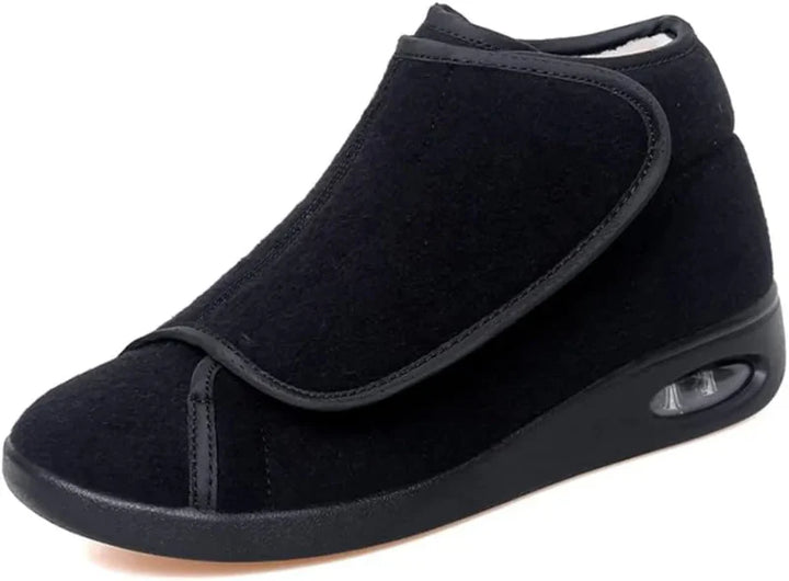 Profil élégant des chaussures orthopédiques montantes femme en velours, chaleur et confort hivernal.