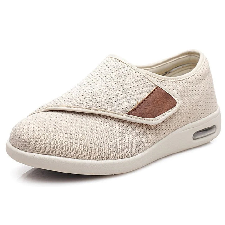 Chaussures à velcro pour pieds sensibles, soulageant les oignons et l'oedème, respirantes et confortables.