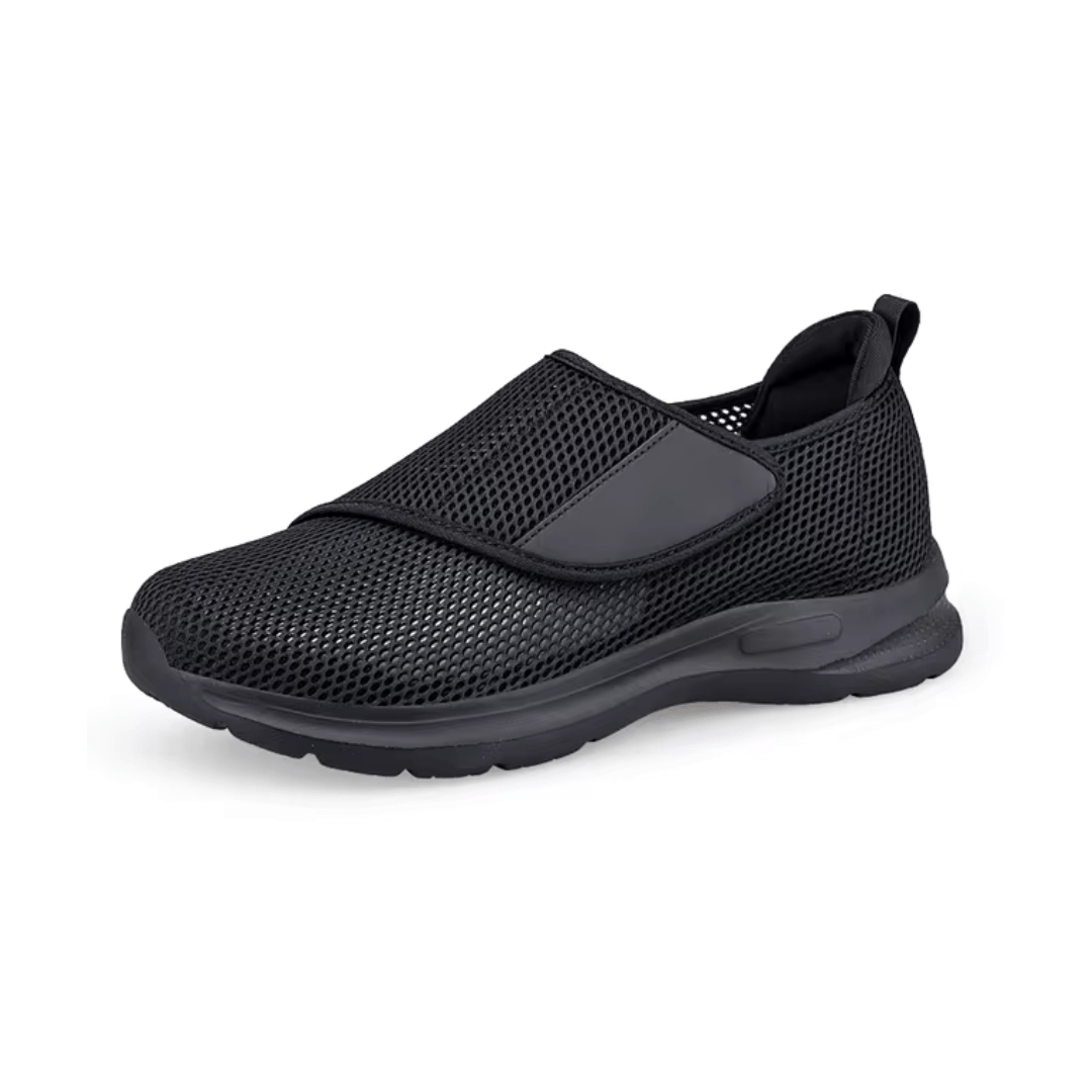 "Chaussures orthopédiques élégantes pour femmes, confort optimal pour pieds larges et gonflés, matériau respirant."