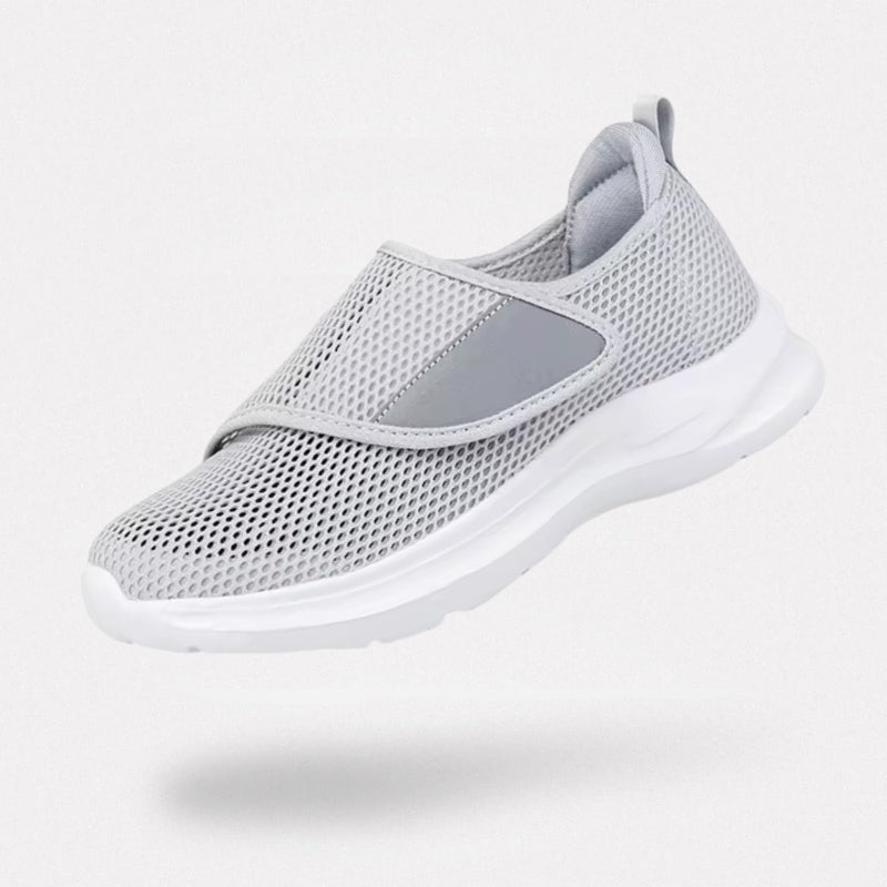 "Chaussures orthopédiques élégantes pour femmes, confort optimal pour pieds larges et gonflés, matériau respirant."