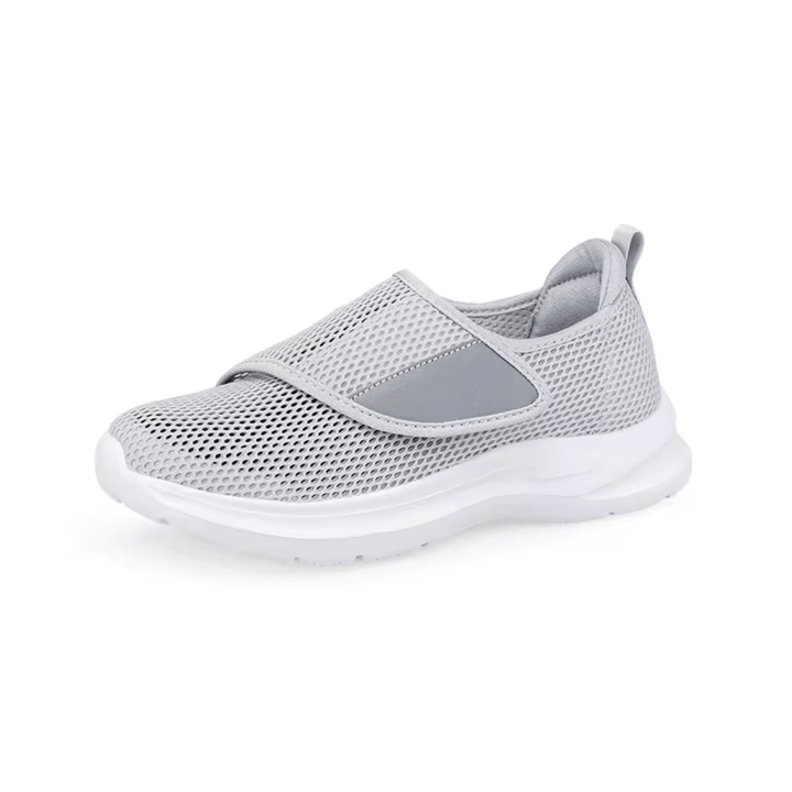 "Chaussures orthopédiques élégantes pour femmes, confort optimal pour pieds larges et gonflés, matériau respirant."
