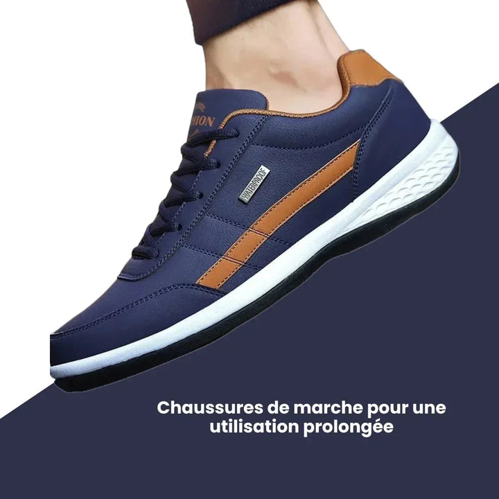 "Chaussures orthopédiques homme blanches, style moderne et soutien ergonomique pour confort optimal et élégance."