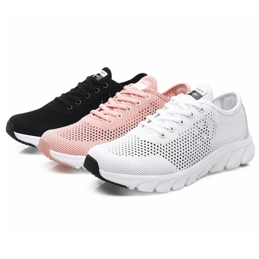 "Chaussures orthopédiques modernes pour femmes, confort respirable, design élégant, couleurs : Blanc, Noir, Rose."
