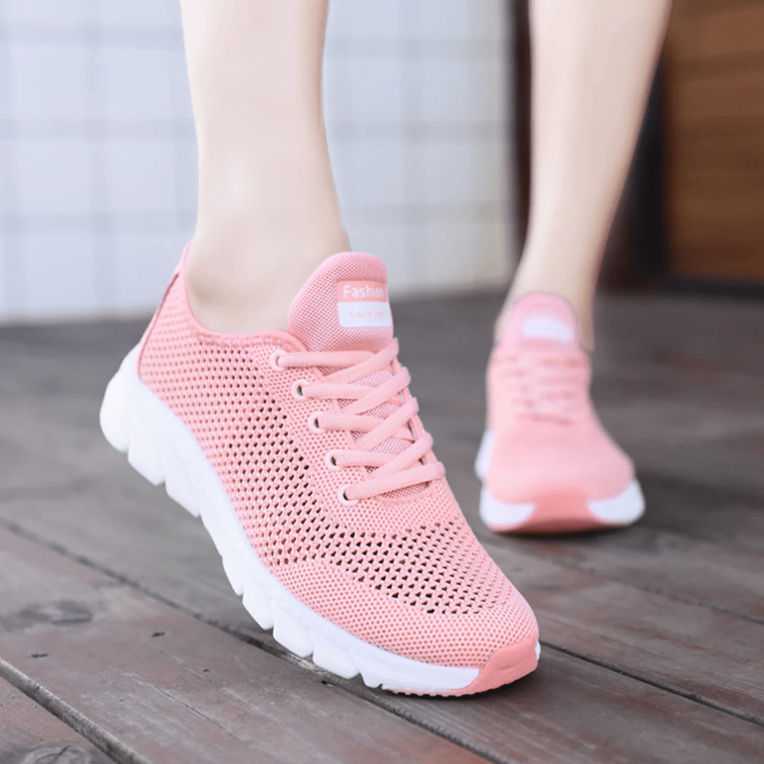 "Chaussures orthopédiques modernes pour femmes, confort respirable, design élégant, couleurs : Blanc, Noir, Rose."