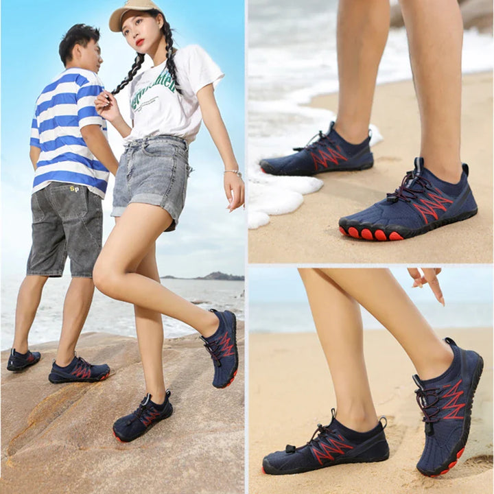 Chaussures de sport pieds nus flexibles pour hommes et femmes, idéales pour la marche naturelle et le bien-être.