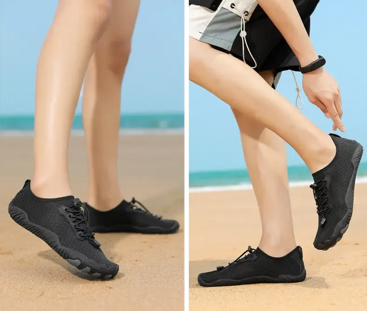 Chaussures aquatiques pieds nus unisexes, respirantes et souples pour trail et activités en extérieur.