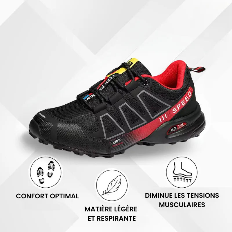 Chaussures randonnée homme, confort orthopédique, semelle antidérapante, adhérence parfaite.
