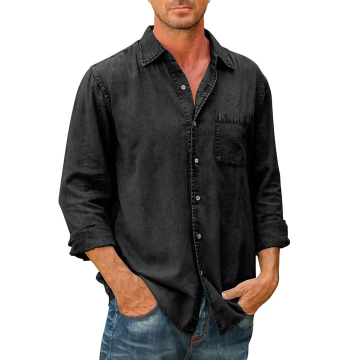 Chemise boutonnée homme, style décontracté, manches longues, parfaite pour toutes les saisons et occasions.