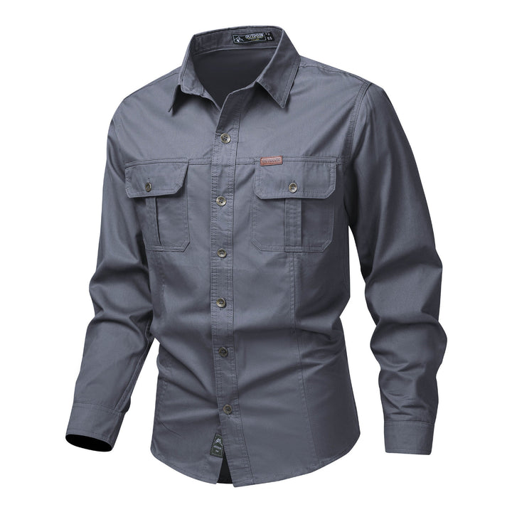 Chemise cargo homme décontractée à manches longues, parfaite pour un look casual et fonctionnel au quotidien.