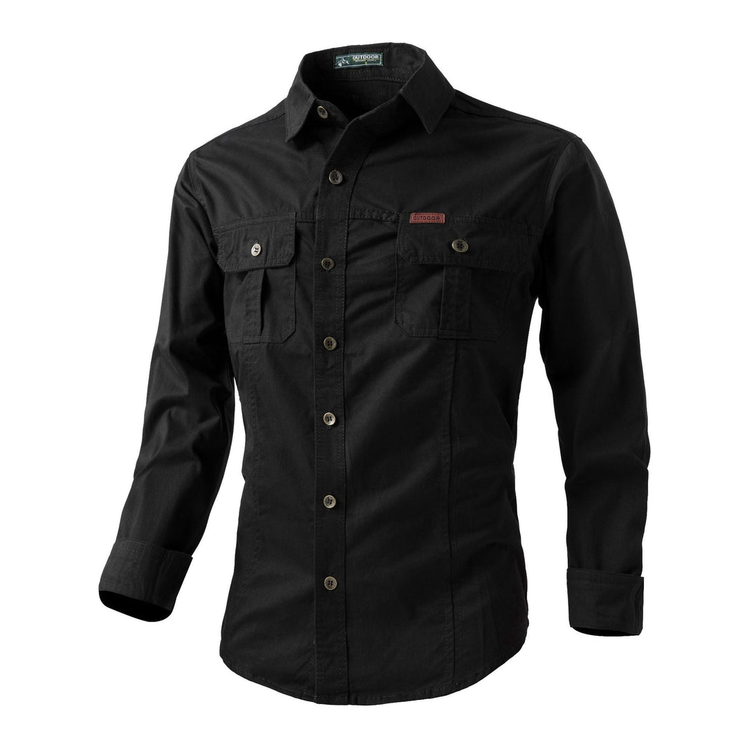 Vêtement homme : Chemise cargo à manches longues, décontractée et fonctionnelle, idéale pour le travail ou les loisirs.