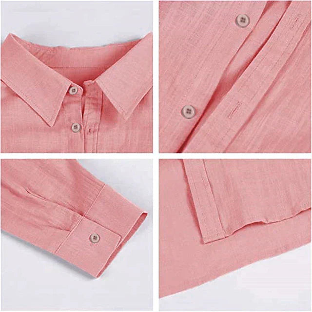 Chemise en lin rose pour homme, légère et respirante, parfaite pour rester élégant lors des journées chaudes.