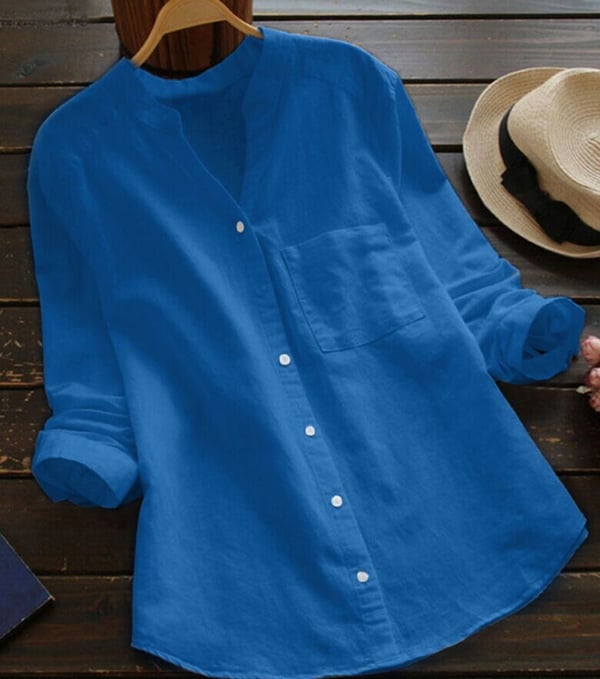 Chemise femme lin coton, coupe ample et chic.  Tissu léger et respirant, idéale pour le printemps/été.