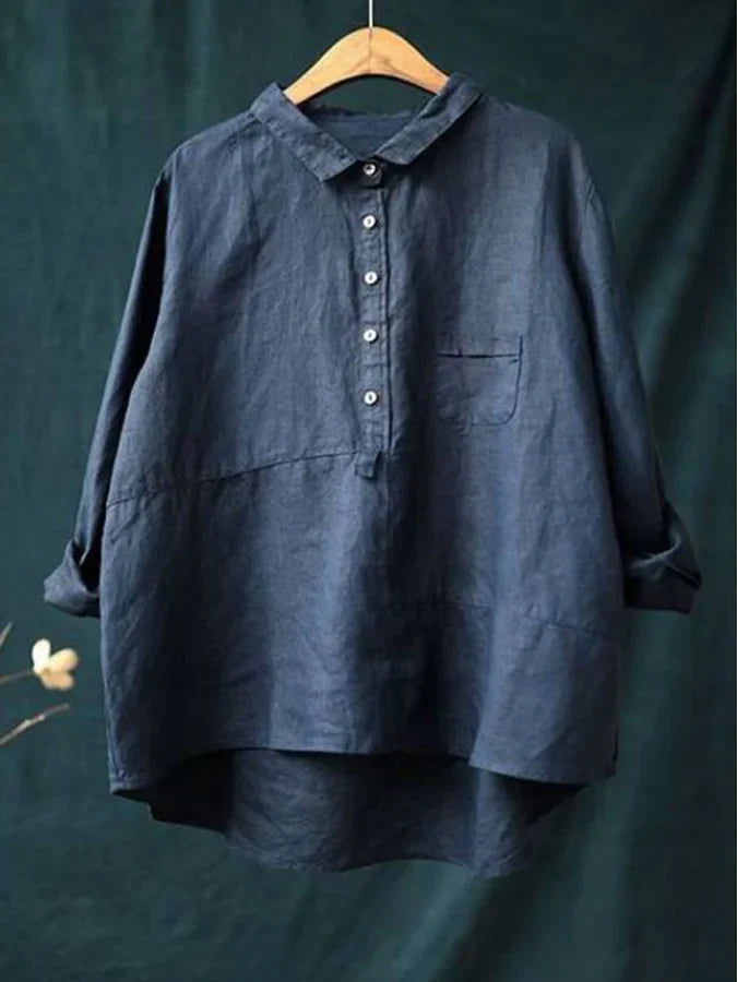 Chemise femme manches longues, boutons revers.  Coupe élégante et confortable.  Tissu doux.