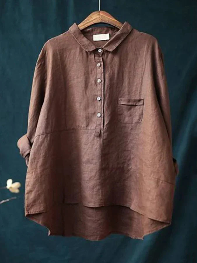 Chemise femme manches longues, boutons revers.  Coupe élégante et confortable.  Tissu doux.