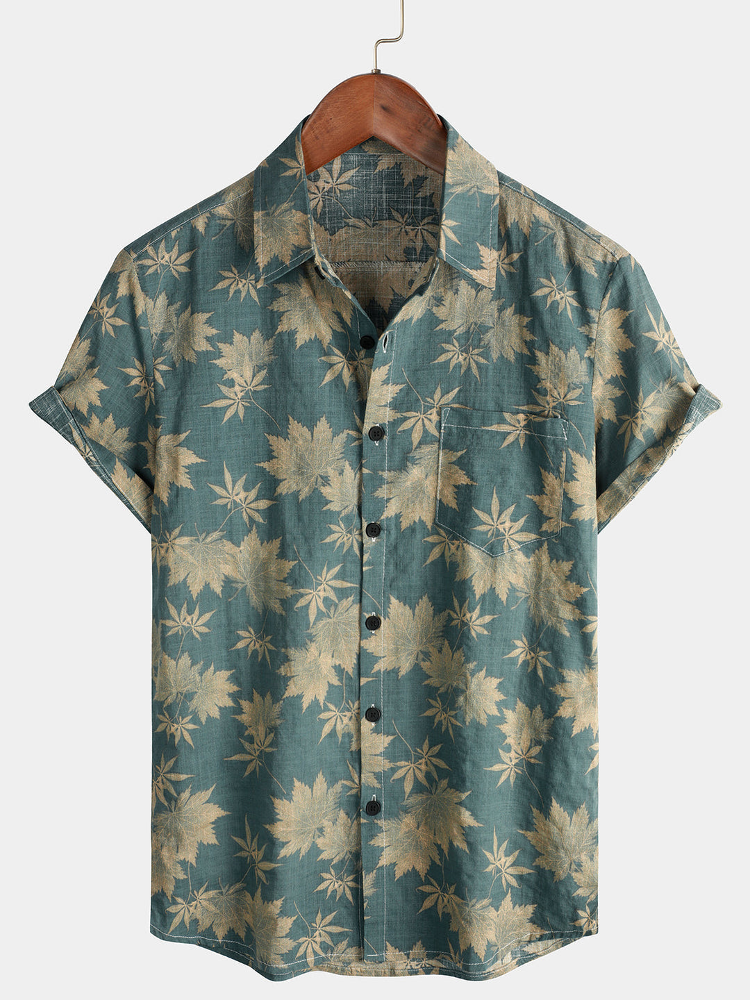 Chemise homme d'été, hawaïenne, manches courtes, imprimé tropical pour un style décontracté plage et vacances.