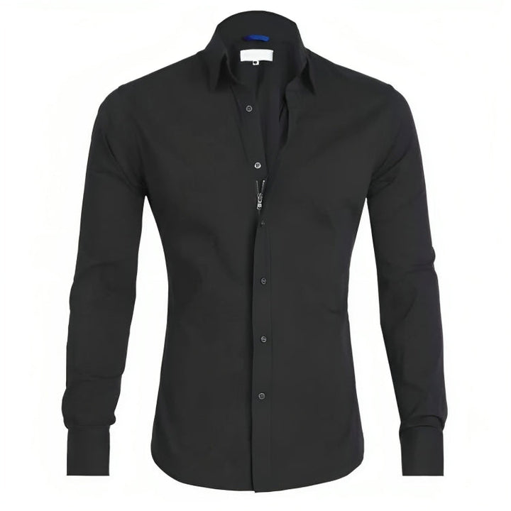Mode masculine: chemise zippée élégante pour homme, tissu confortable, parfaite pour l'automne.