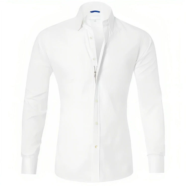 Silhouette d'une chemise homme zippée, style décontracté chic, parfaite pour la saison automnale.