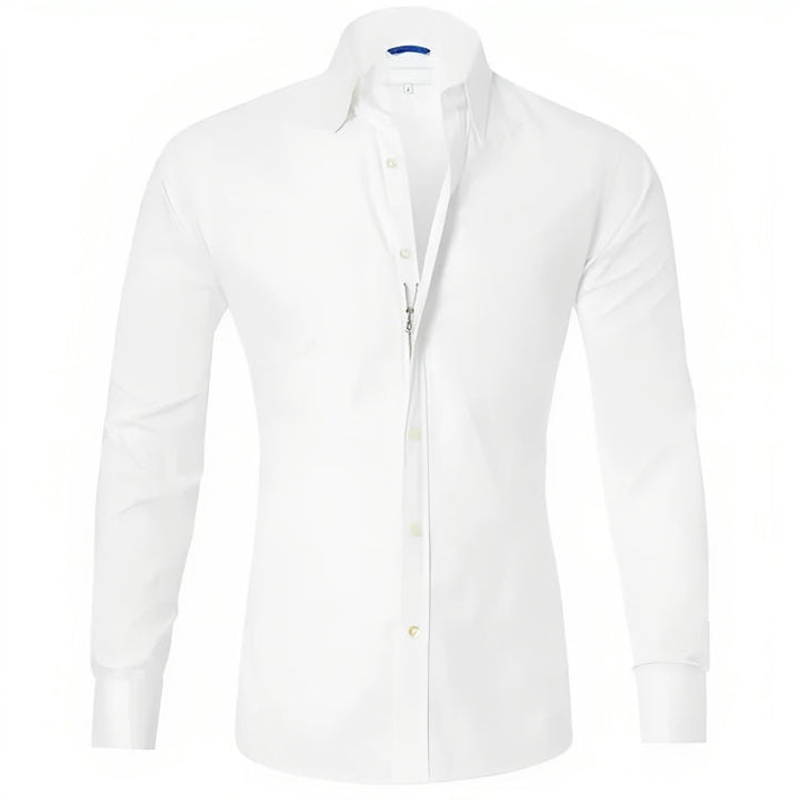 Silhouette d'une chemise homme zippée, style décontracté chic, parfaite pour la saison automnale.