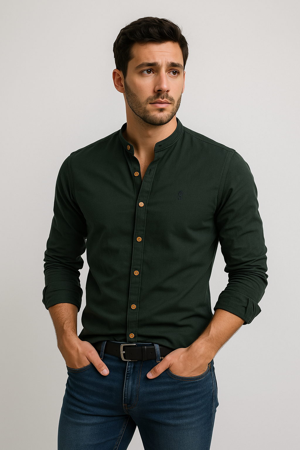 Chemise homme classique à manches longues, élégante et confortable, idéale pour le bureau ou un style décontracté.
