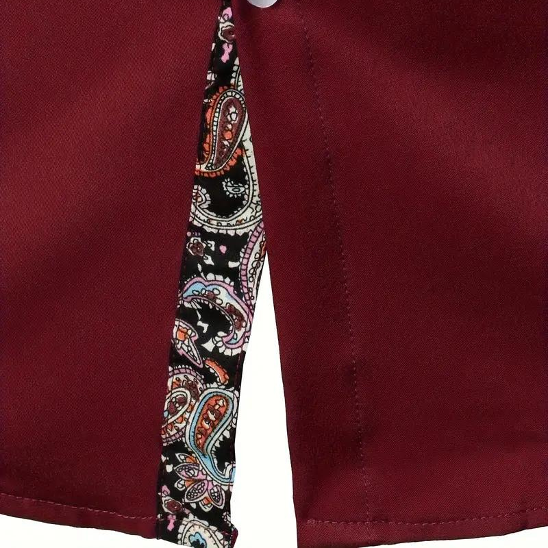 Chemise homme élégante à motif paisley, tissu haut de gamme, coupe ajustée, idéale événements formels et semi-formels.