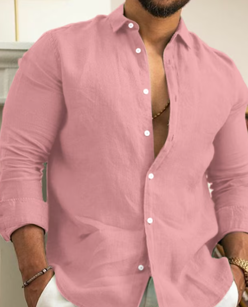 Chemise homme en lin, coupe élégante et confortable.  Tissu léger et respirant, idéale pour toutes occasions.